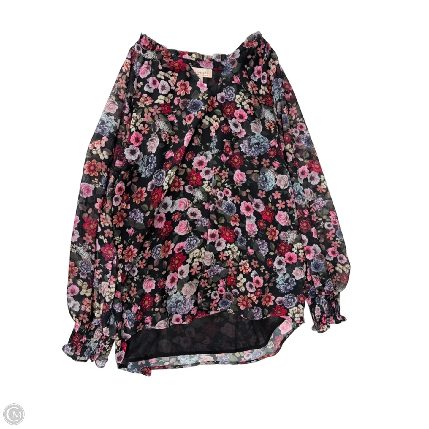 Top Long Sleeve By Philosophy In Floral Print, Size: 1x