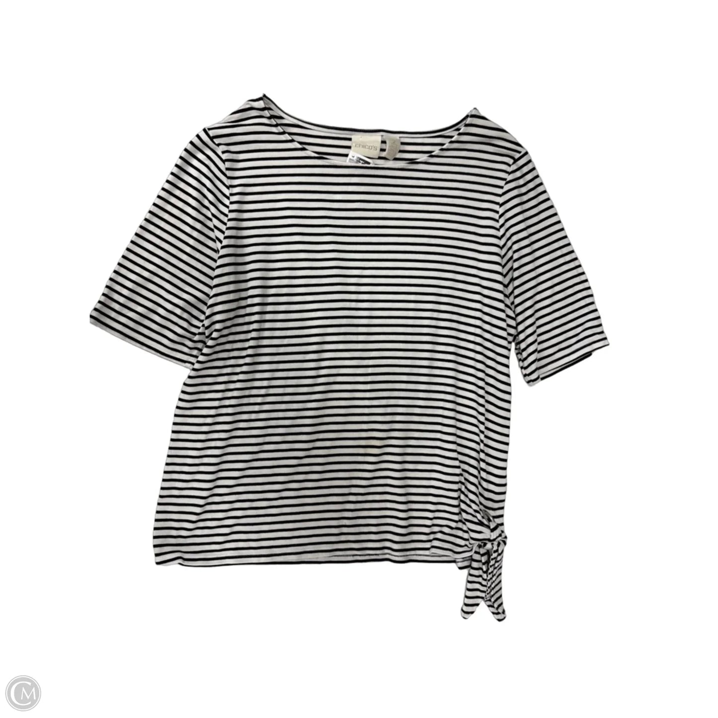 Top Short Sleeve By Chicos In Striped Pattern, Size: L