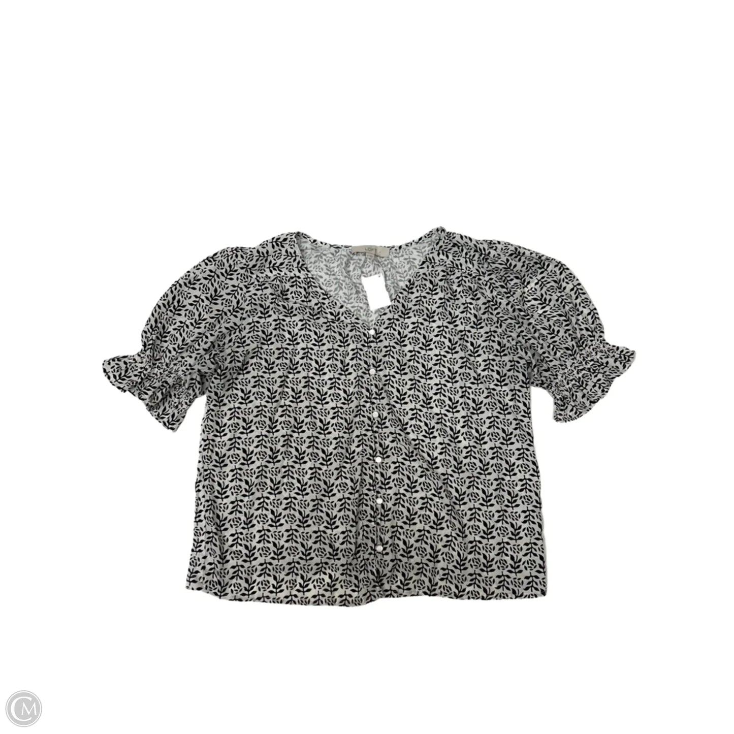 Top Short Sleeve By Loft In Black & White, Size: M