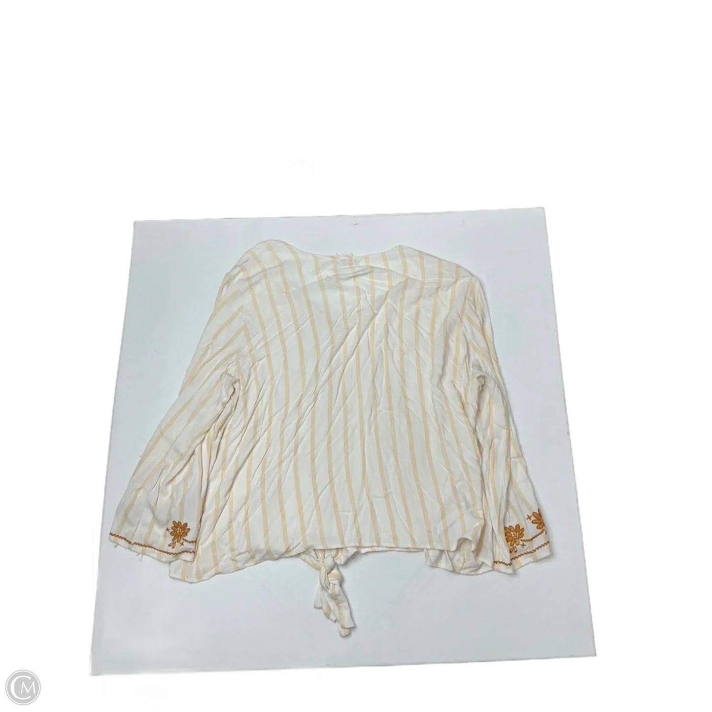 Top Long Sleeve By Eyeshadow In White & Yellow, Size: 3x
