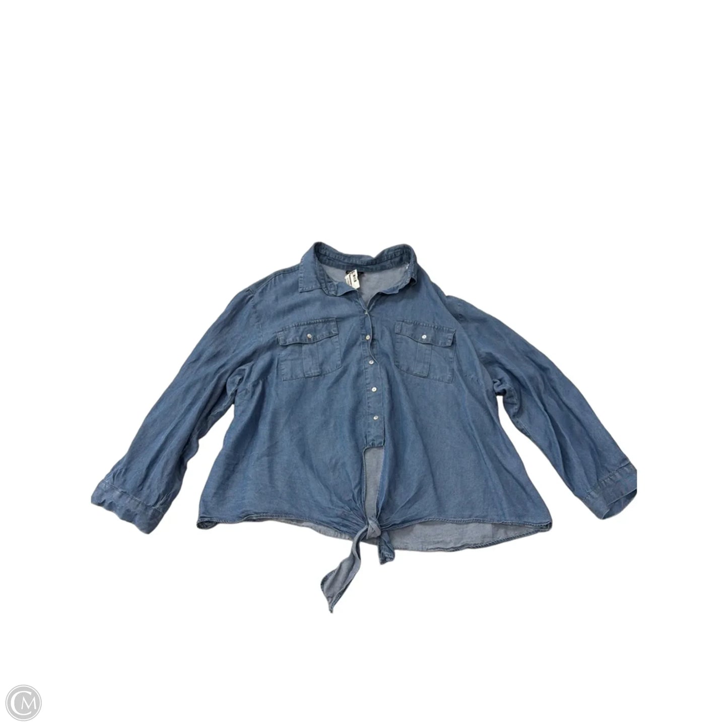 Top Long Sleeve By City Chic In Blue Denim, Size: L