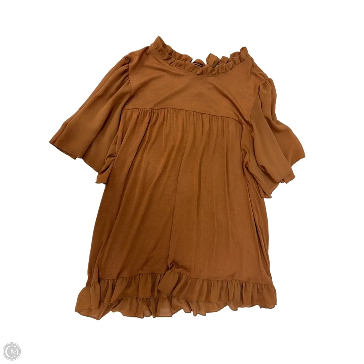 Top Short Sleeve By Kim & Cami In Brown, Size: L