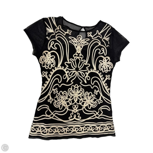 Top Short Sleeve By Inc In Black & Cream, Size: L