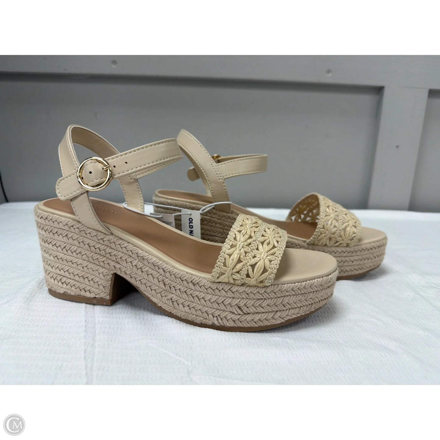 Sandals Heels Block By Old Navy In Beige, Size: 8.5