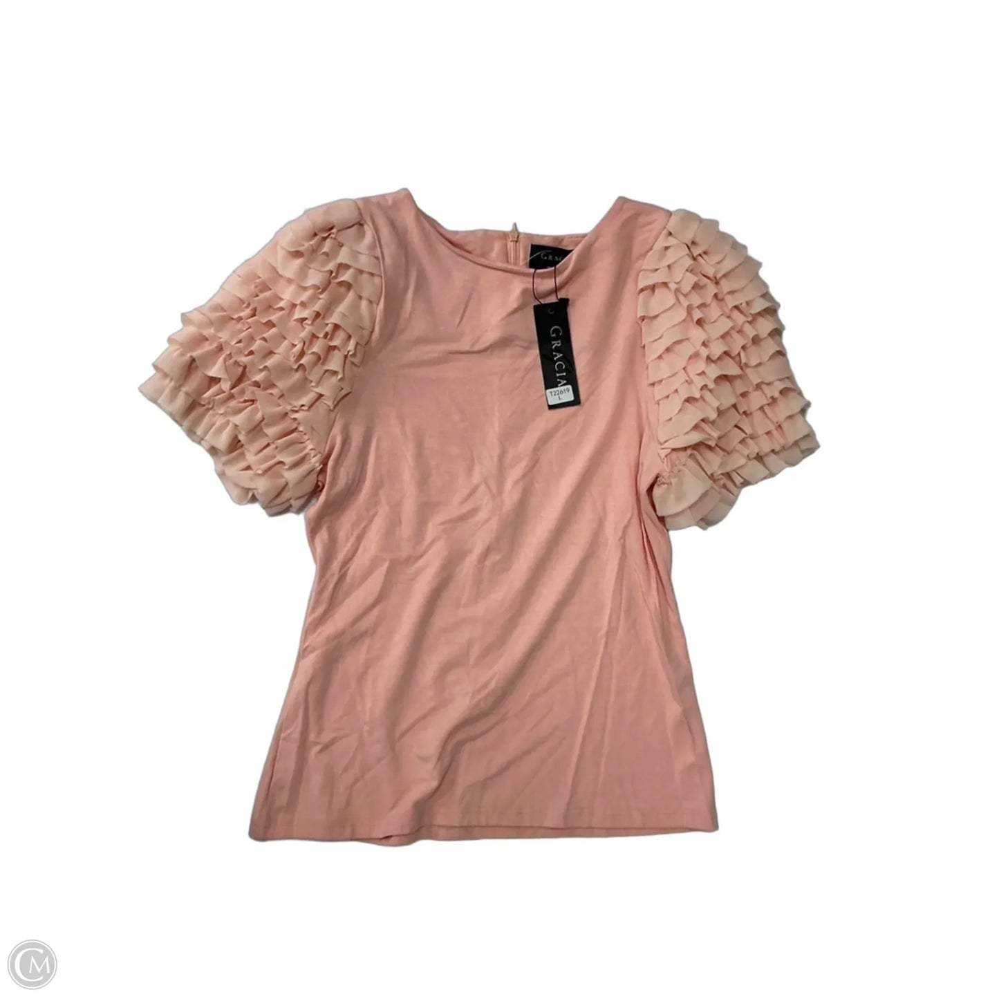 Top Short Sleeve By Gracia In Pink, Size: L