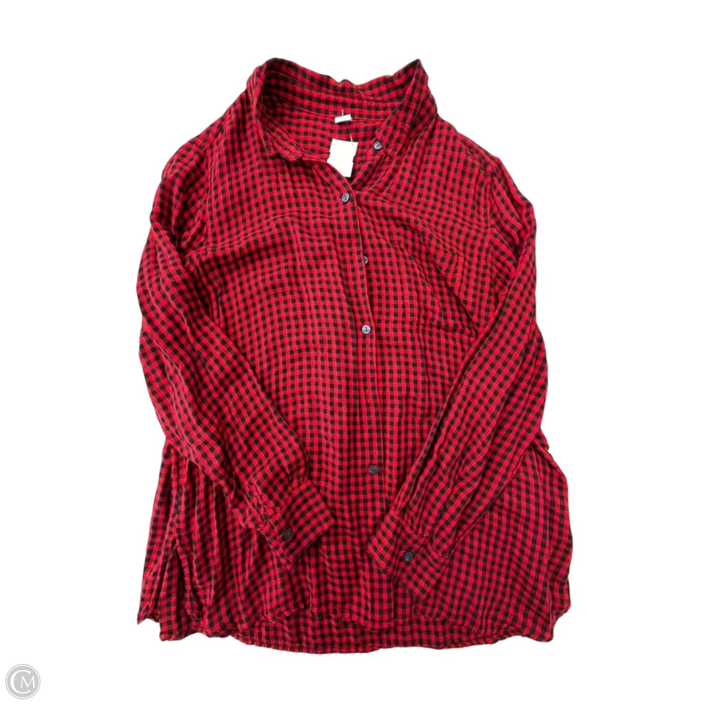 Top Long Sleeve By Old Navy In Plaid Pattern, Size: Xl