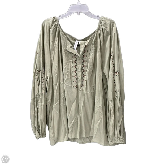 Top Long Sleeve By Grace + Karma In Green, Size: 2x