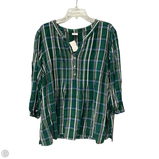 Top Long Sleeve By Croft And Barrow In Plaid Pattern, Size: 2x