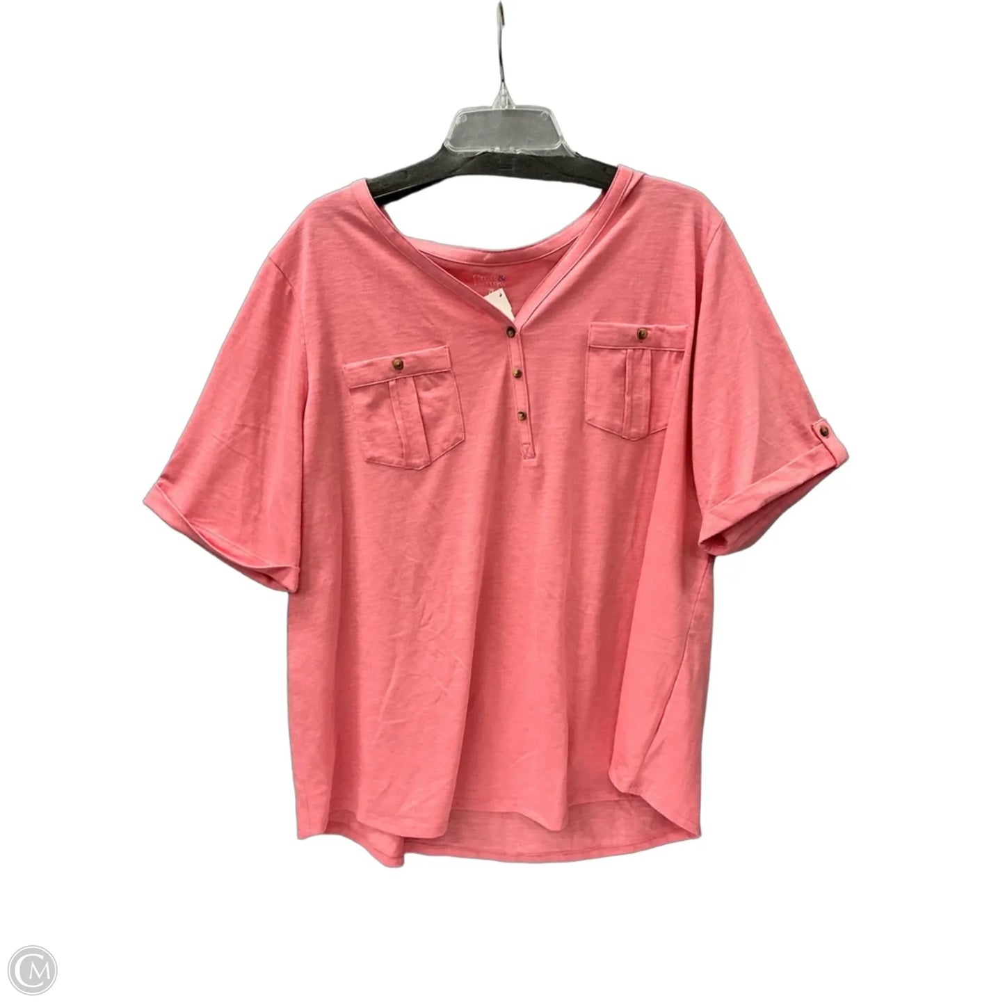 Top Short Sleeve By Croft And Barrow In Pink, Size: 2x