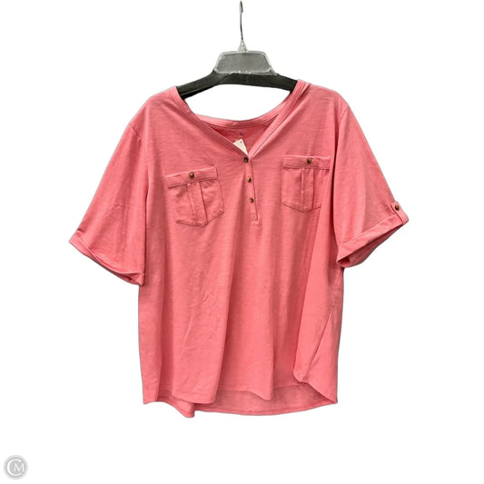 Top Short Sleeve By Croft And Barrow In Pink, Size: 2x