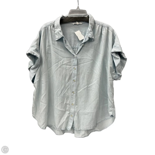 Top Short Sleeve By Workshop In Blue Denim, Size: 2x