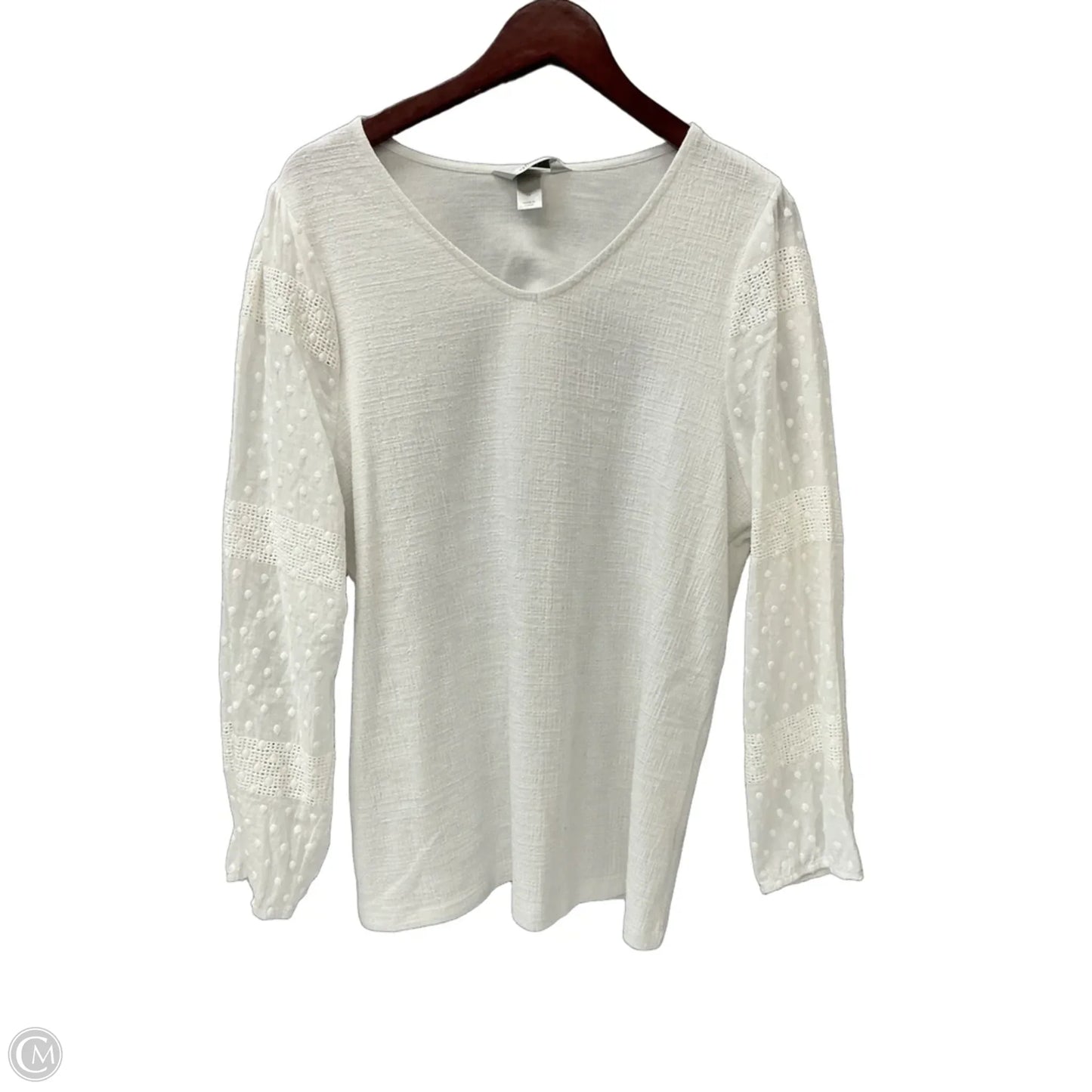 Top Long Sleeve By Cj Banks In White, Size: 1x