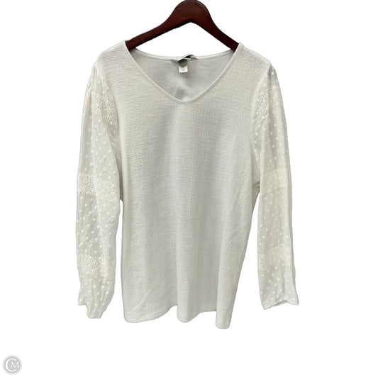 Top Long Sleeve By Cj Banks In White, Size: 1x