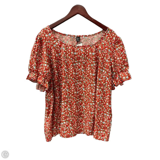 Top Short Sleeve By Shein In Floral Print, Size: 3x