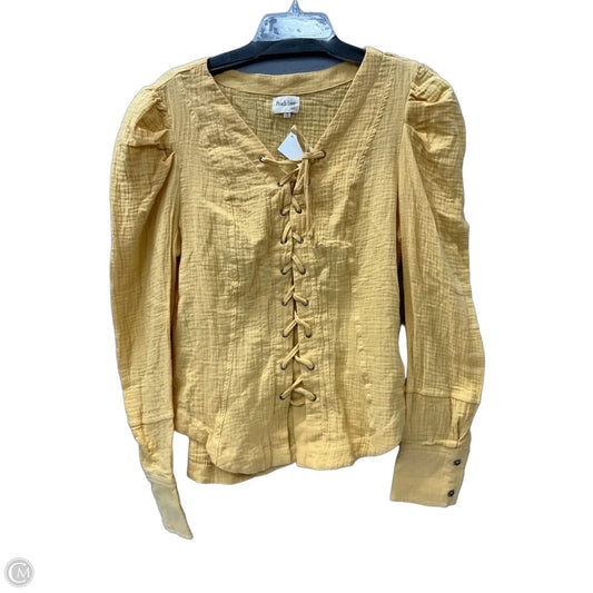 Top Long Sleeve By Peach Love Cream California In Yellow, Size: M