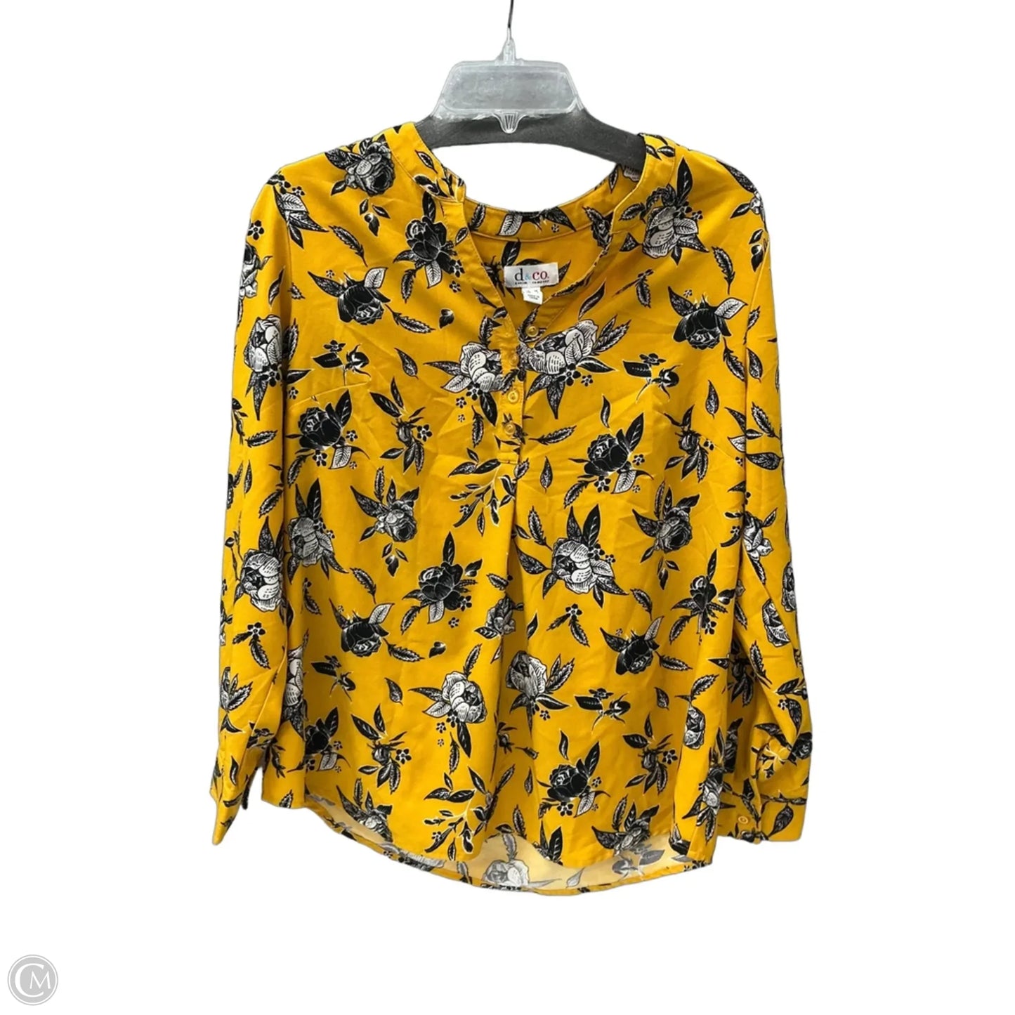 Top Long Sleeve By D&co. In Yellow, Size: M