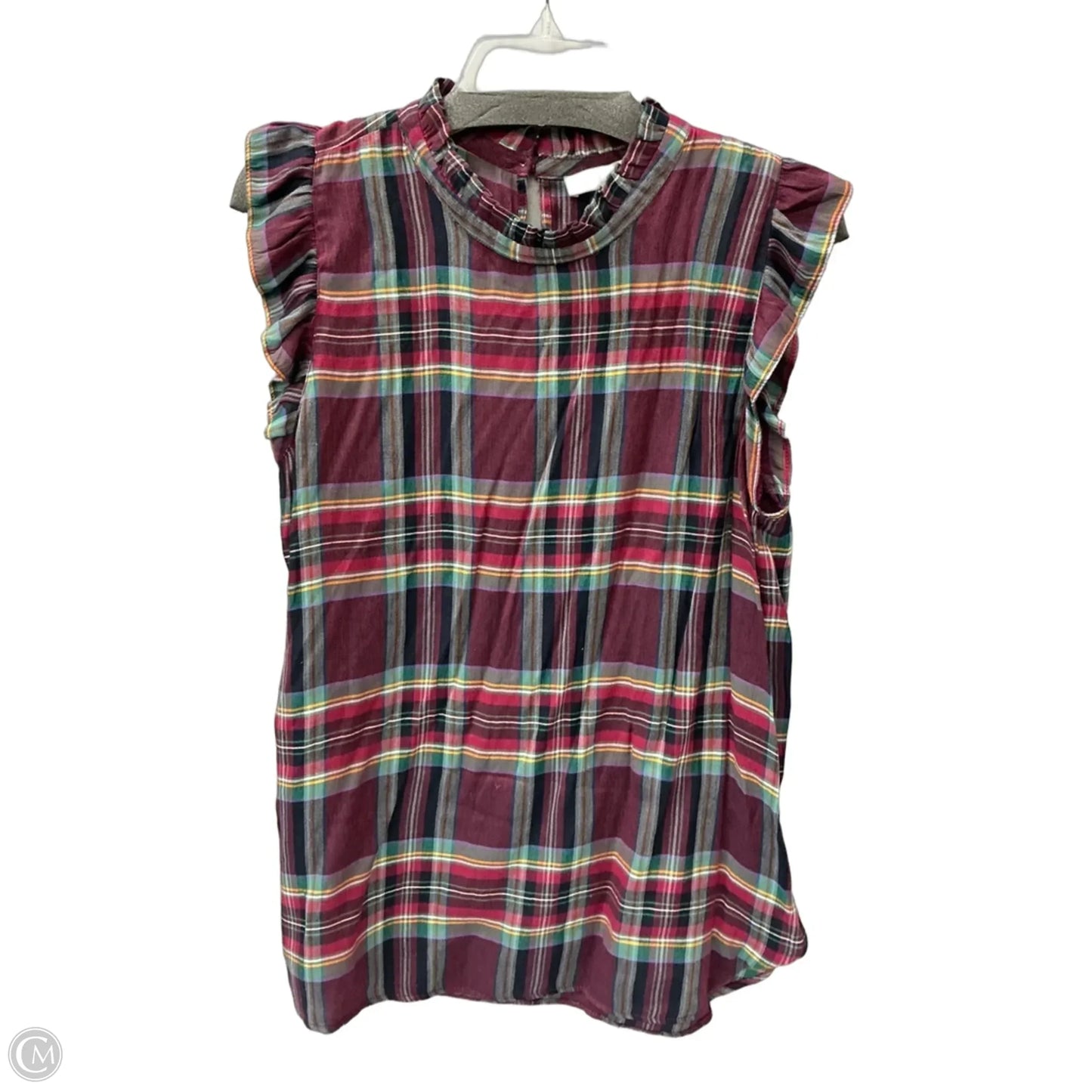 Top Sleeveless By Loft In Plaid Pattern, Size: L