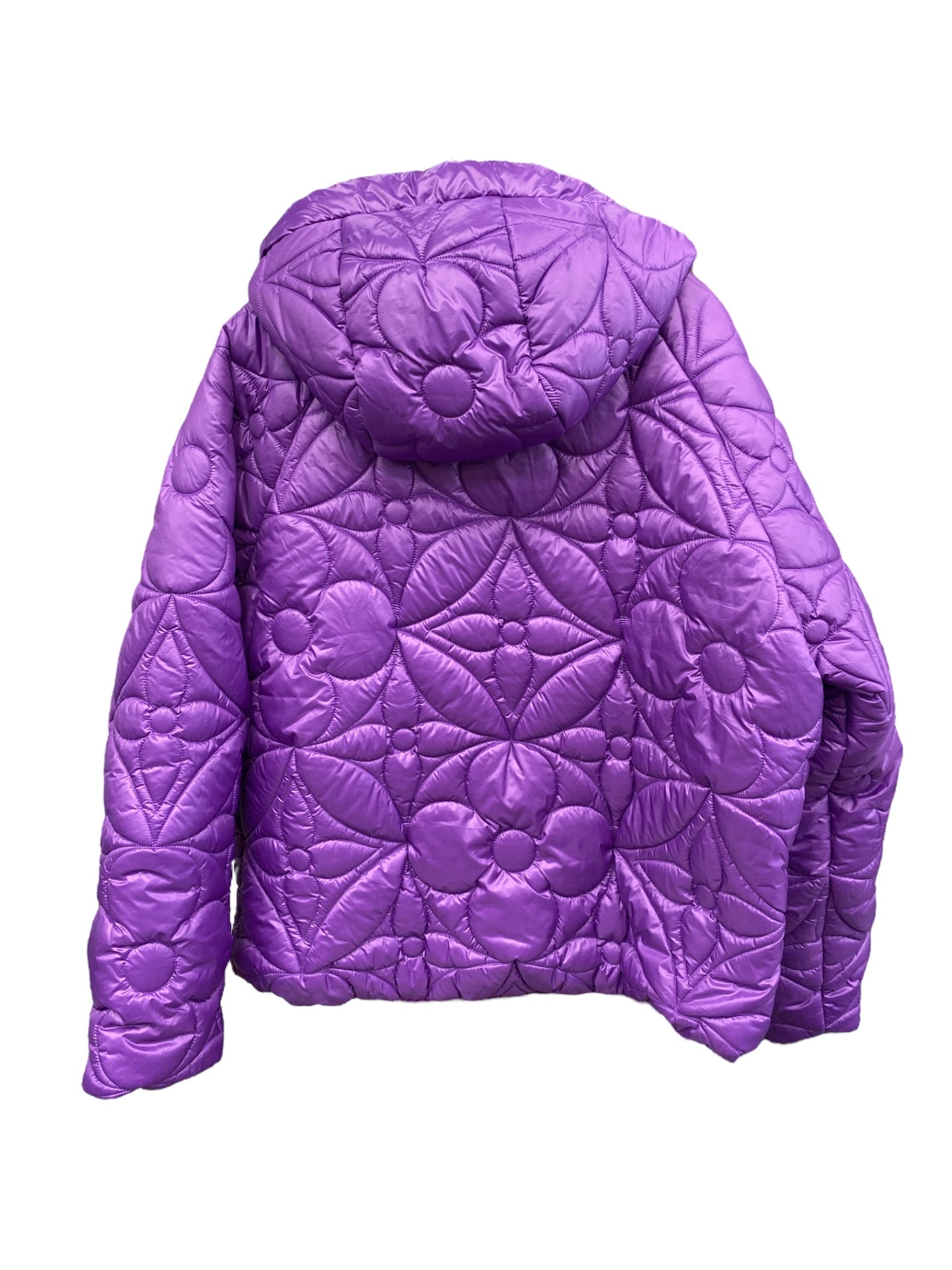 Coat Luxury Designer By Louis Vuitton Purple Flower Monogram Puffer JacketSize:48