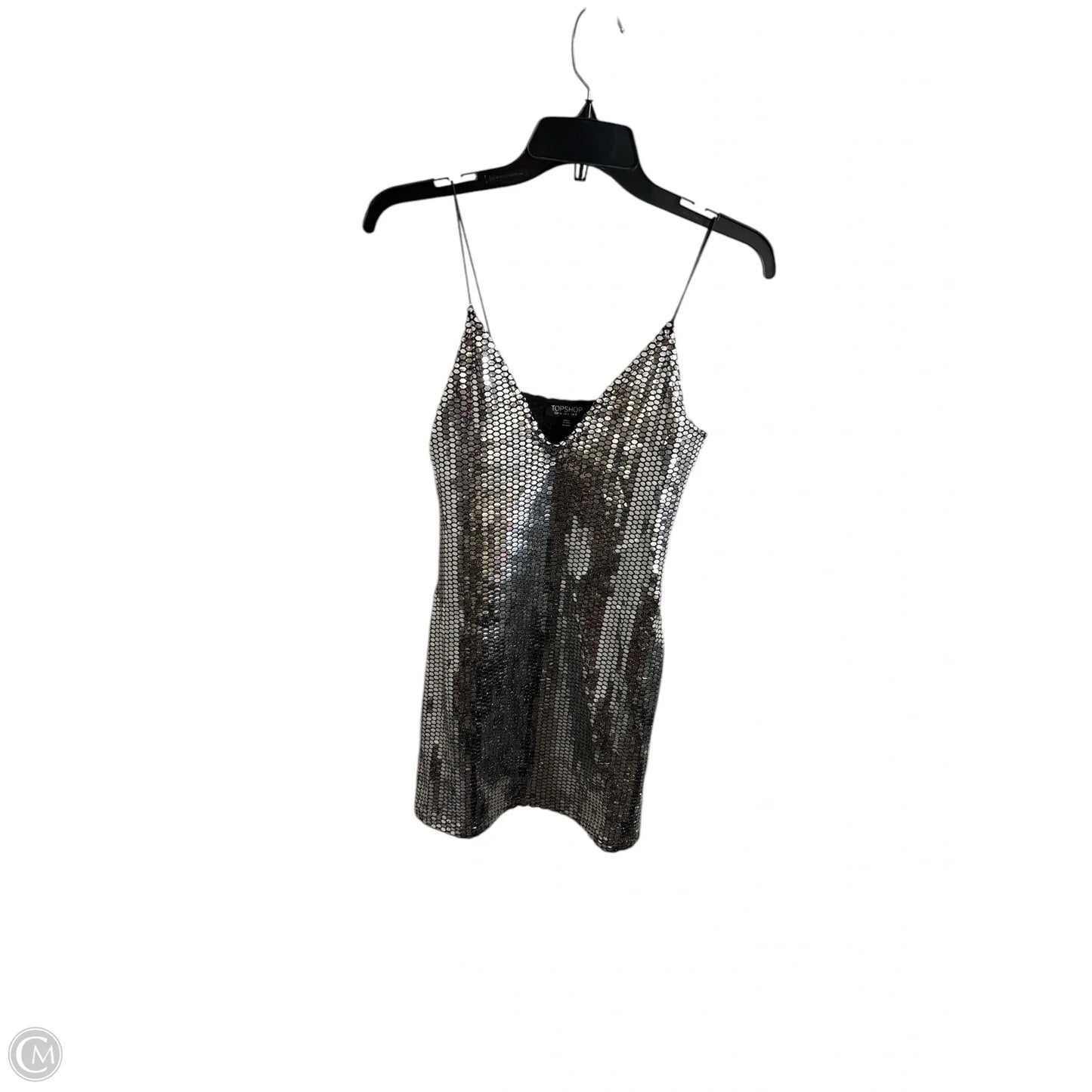 Dress Casual Midi By Topshop In Silver, Size: 4