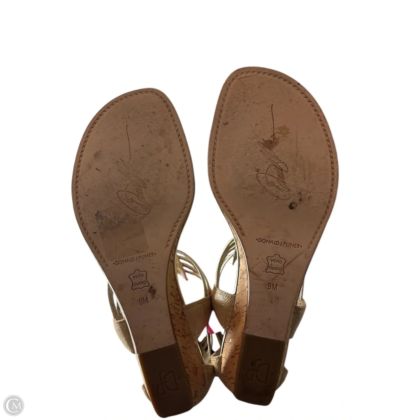 Sandals Heels Wedge By Donald Pliner In Gold, Size: 9