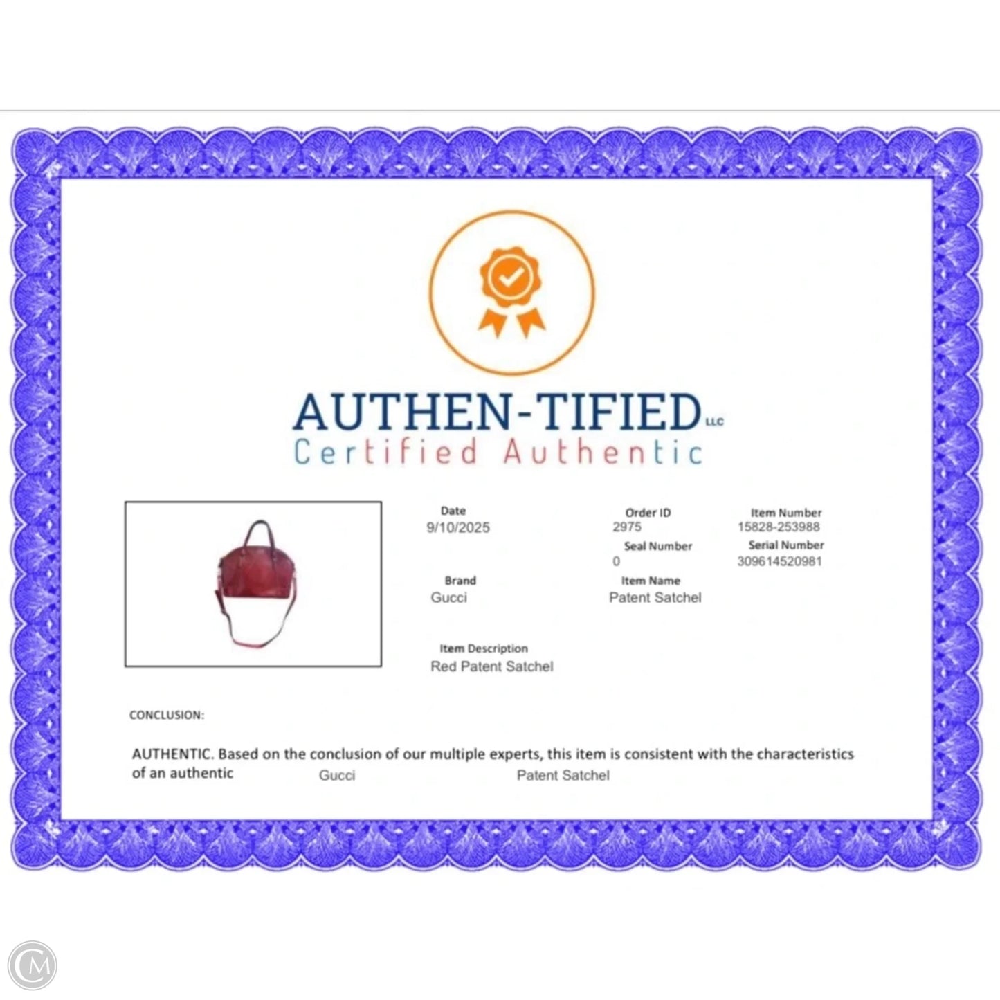 Handbag Luxury Designer By Gucci, Size: Large Patent Satchel