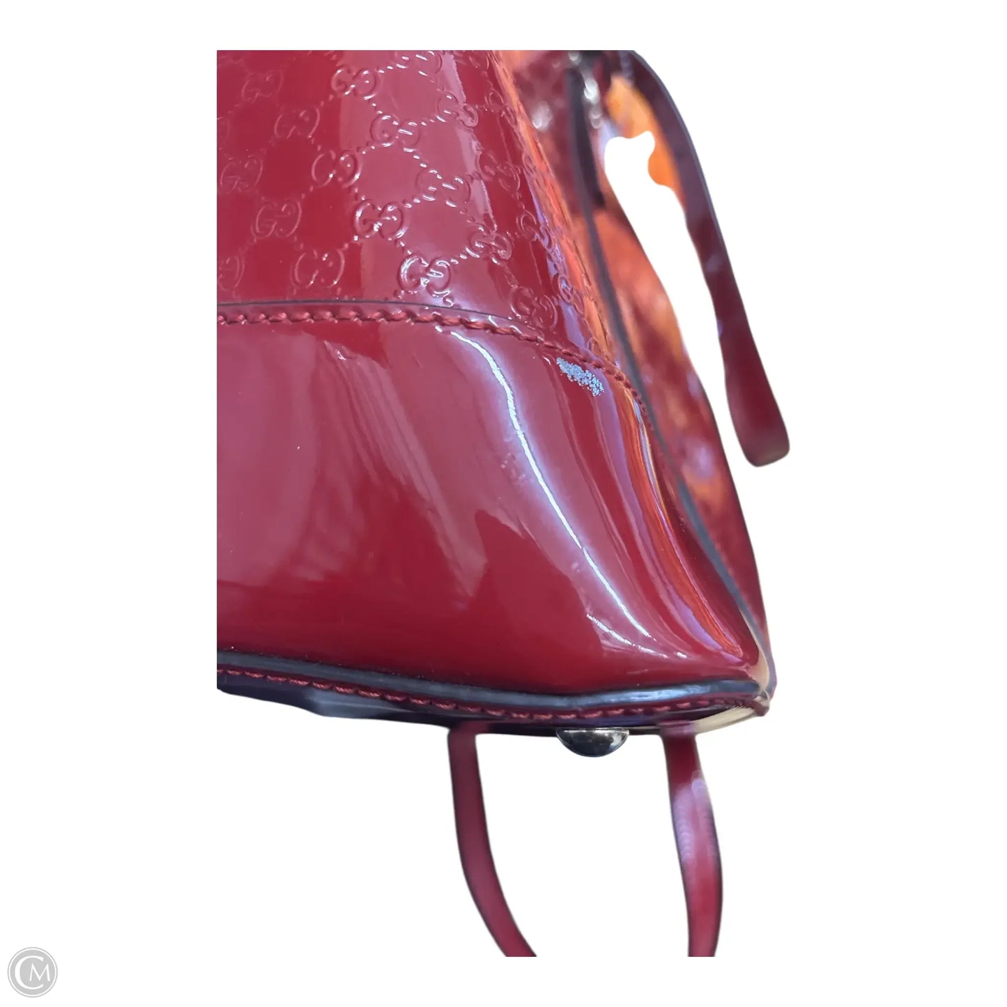 Handbag Luxury Designer By Gucci, Size: Large Patent Satchel