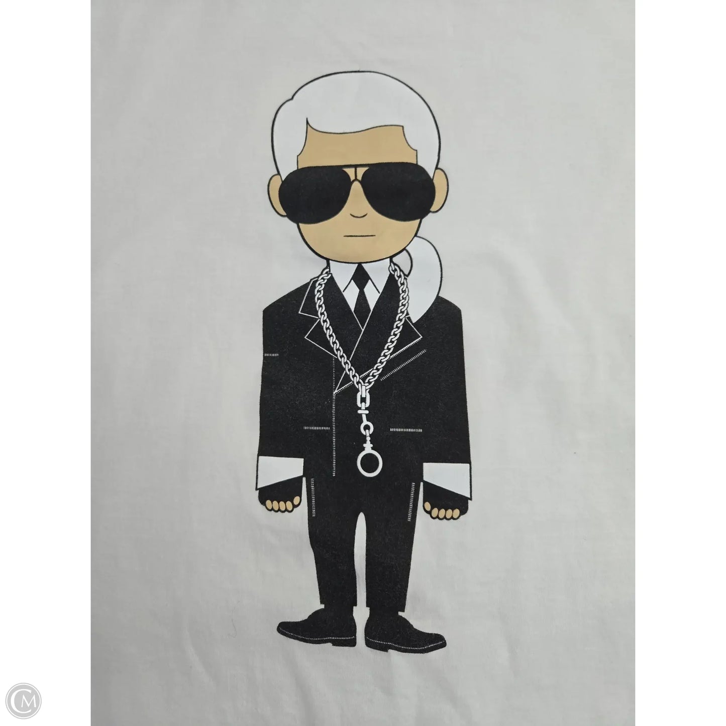 Top Short Sleeve Designer By Karl Lagerfeld In White, Size: M