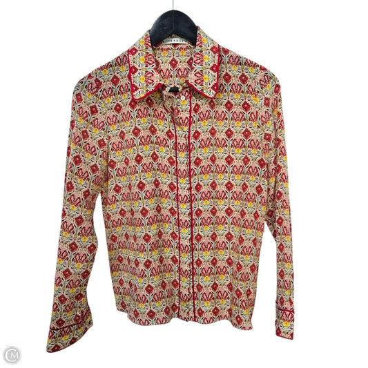Top Long Sleeve Designer By Alice + Olivia In Red & Yellow, Size: S