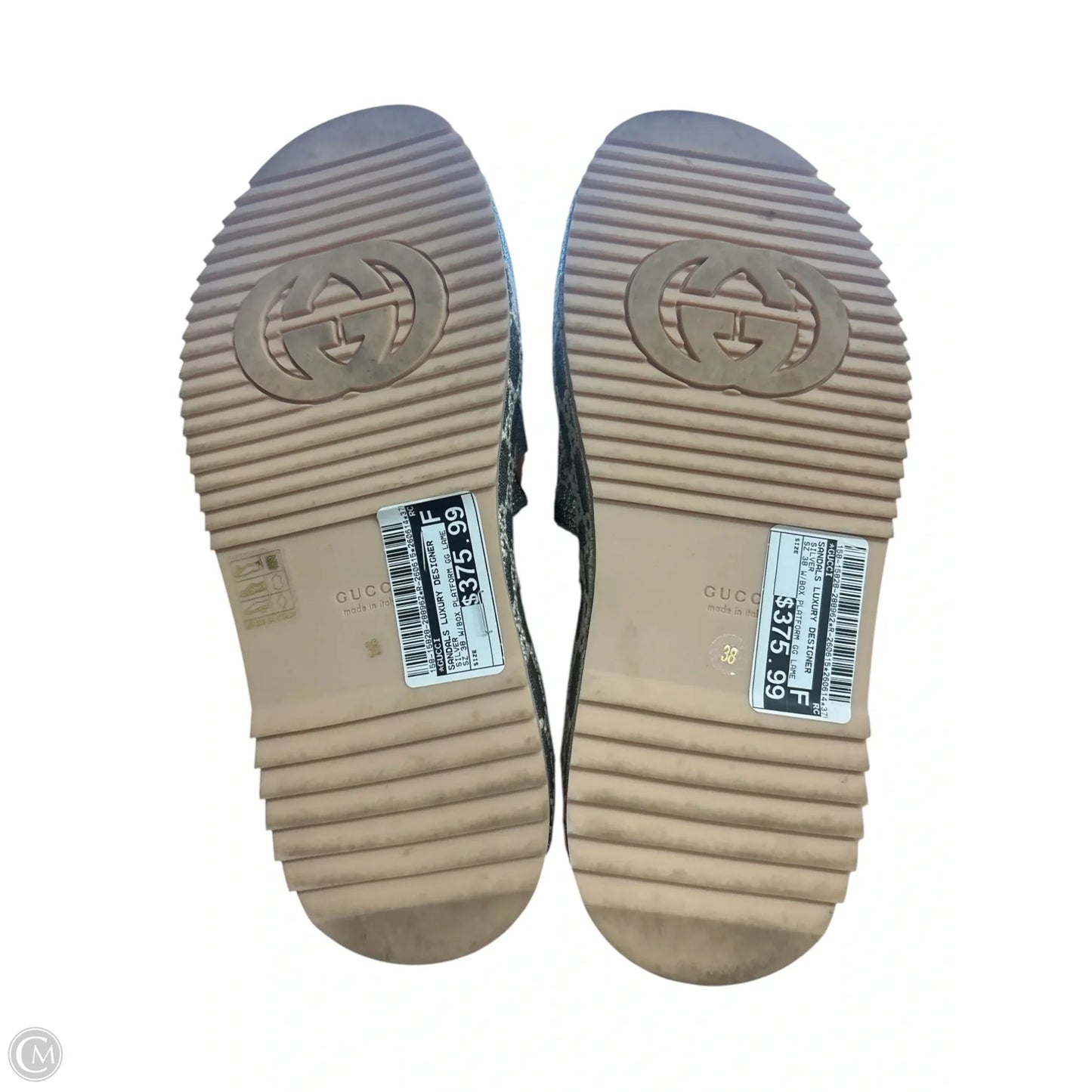 Sandals Luxury Designer By Gucci In Silver