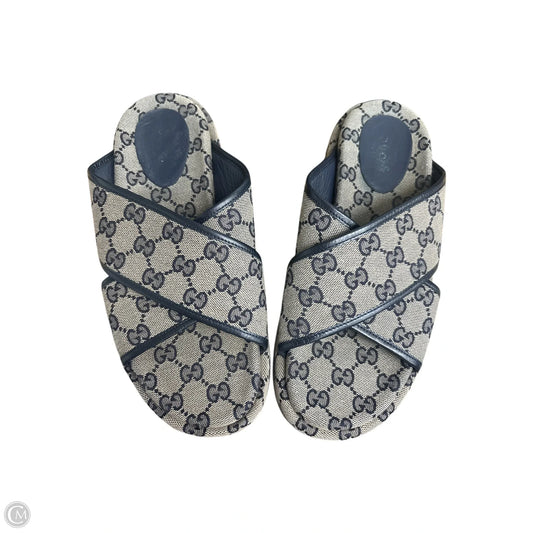 Sandals Luxury Designer By Gucci In Blue