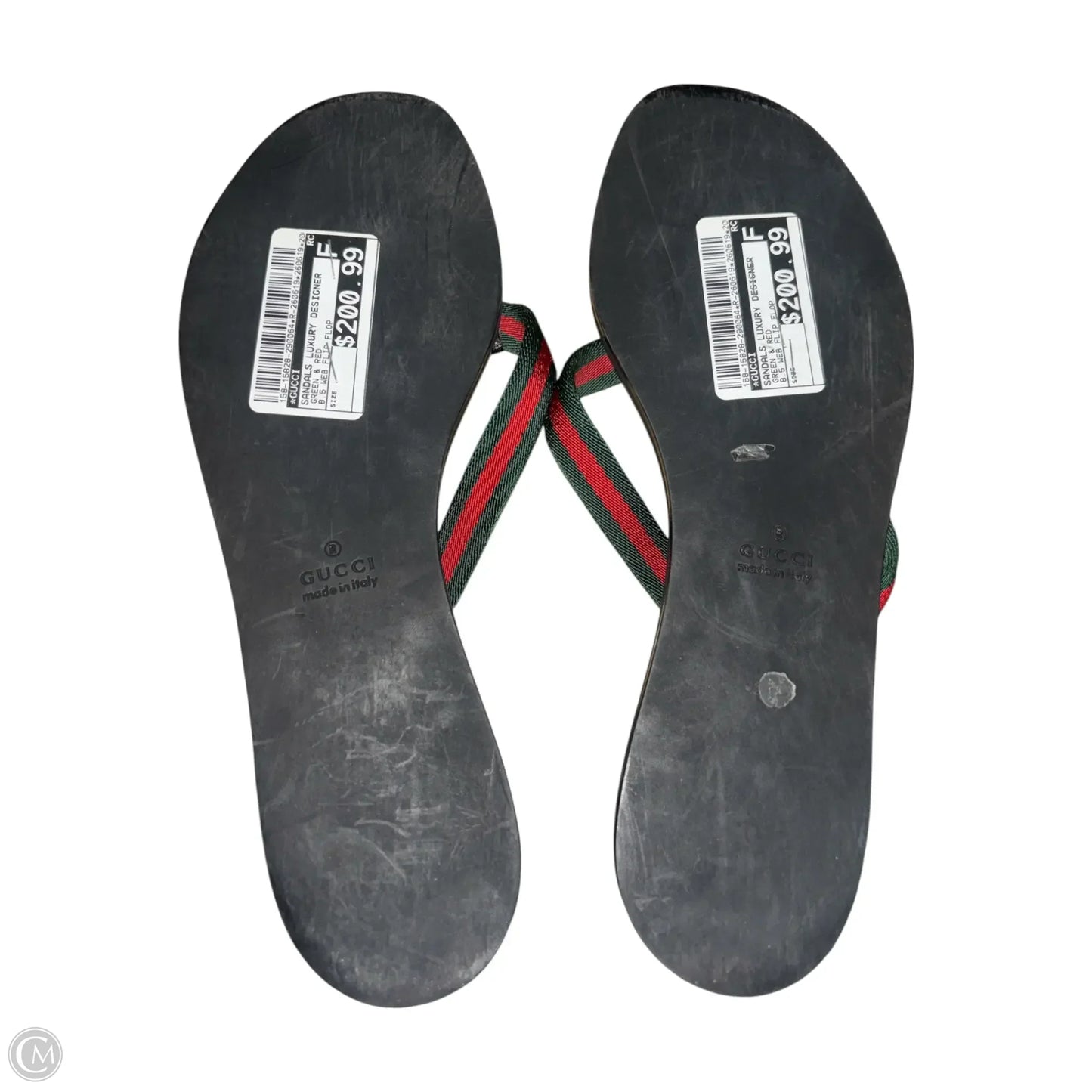 Sandals Luxury Designer By Gucci In Green & Red