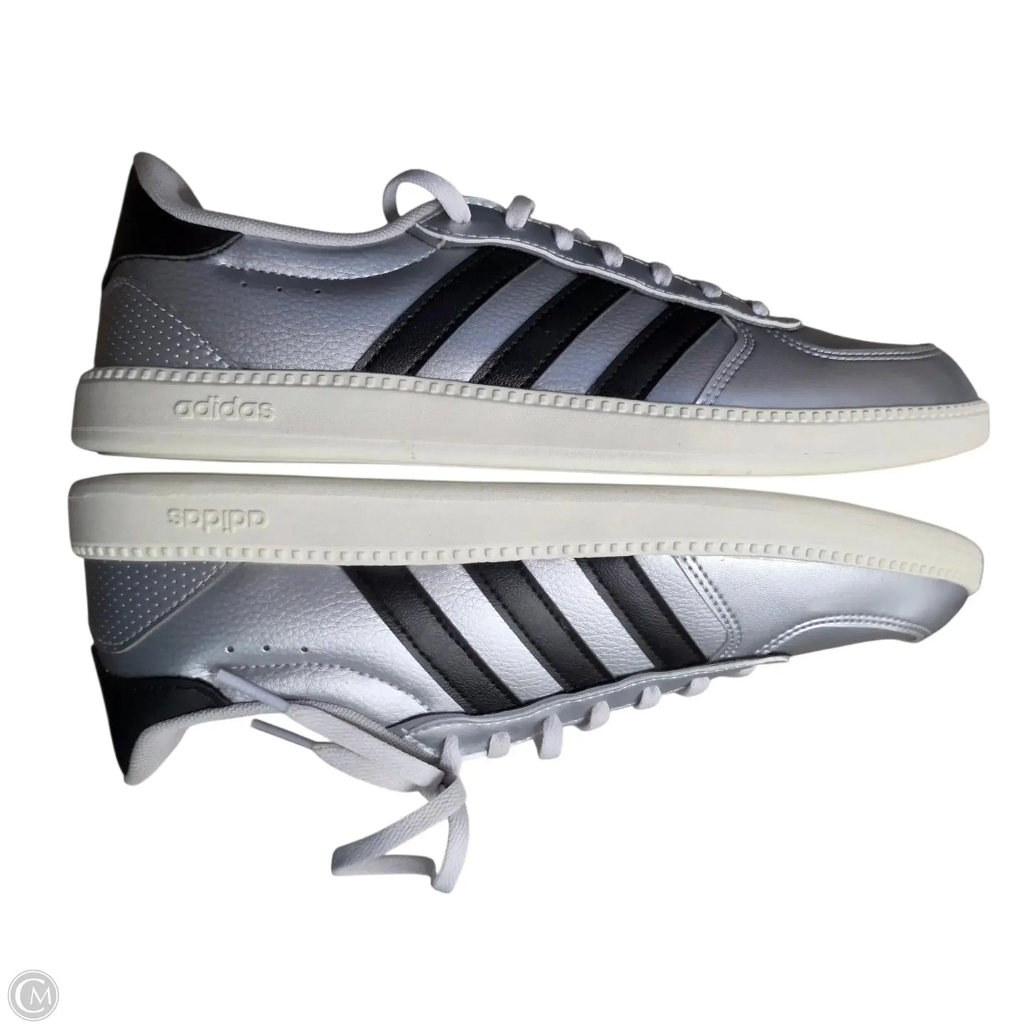 Shoes Sneakers By Adidas In Silver, Size: 9