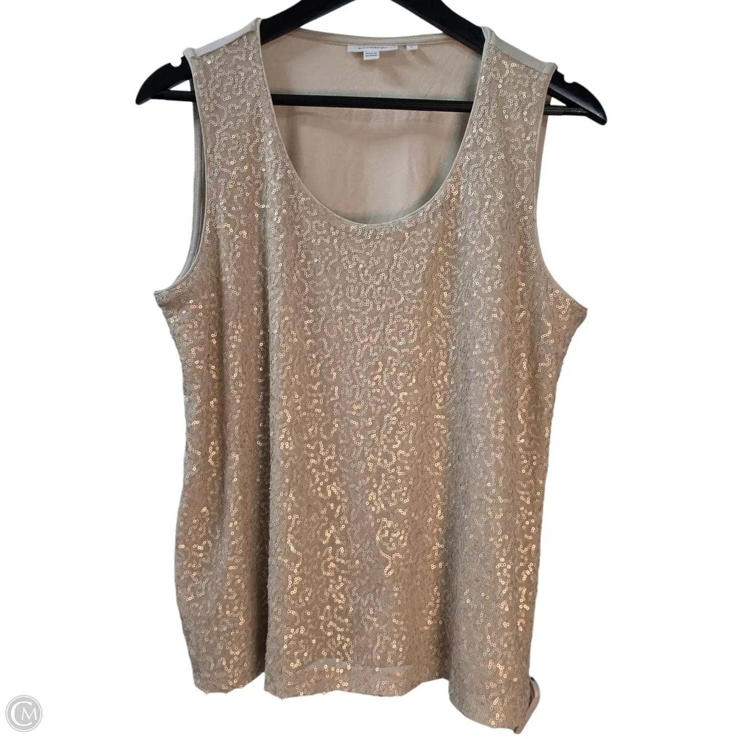 Top 2pc Long Sleeve By Chicos In Tan, Size: L