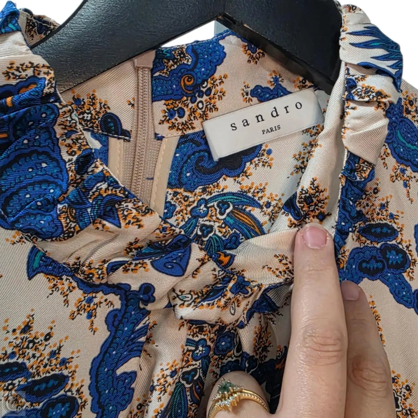 Dress Designer By Sandro In Blue & Tan, Size: S