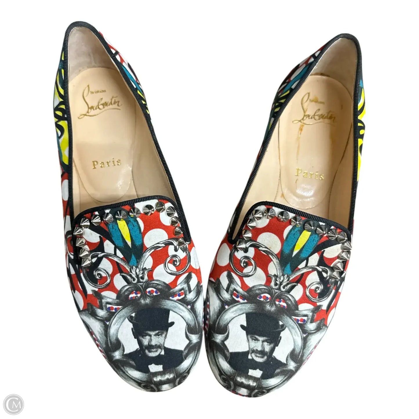 Shoes Luxury Designer By Christian Louboutin In Red & White, Size:
