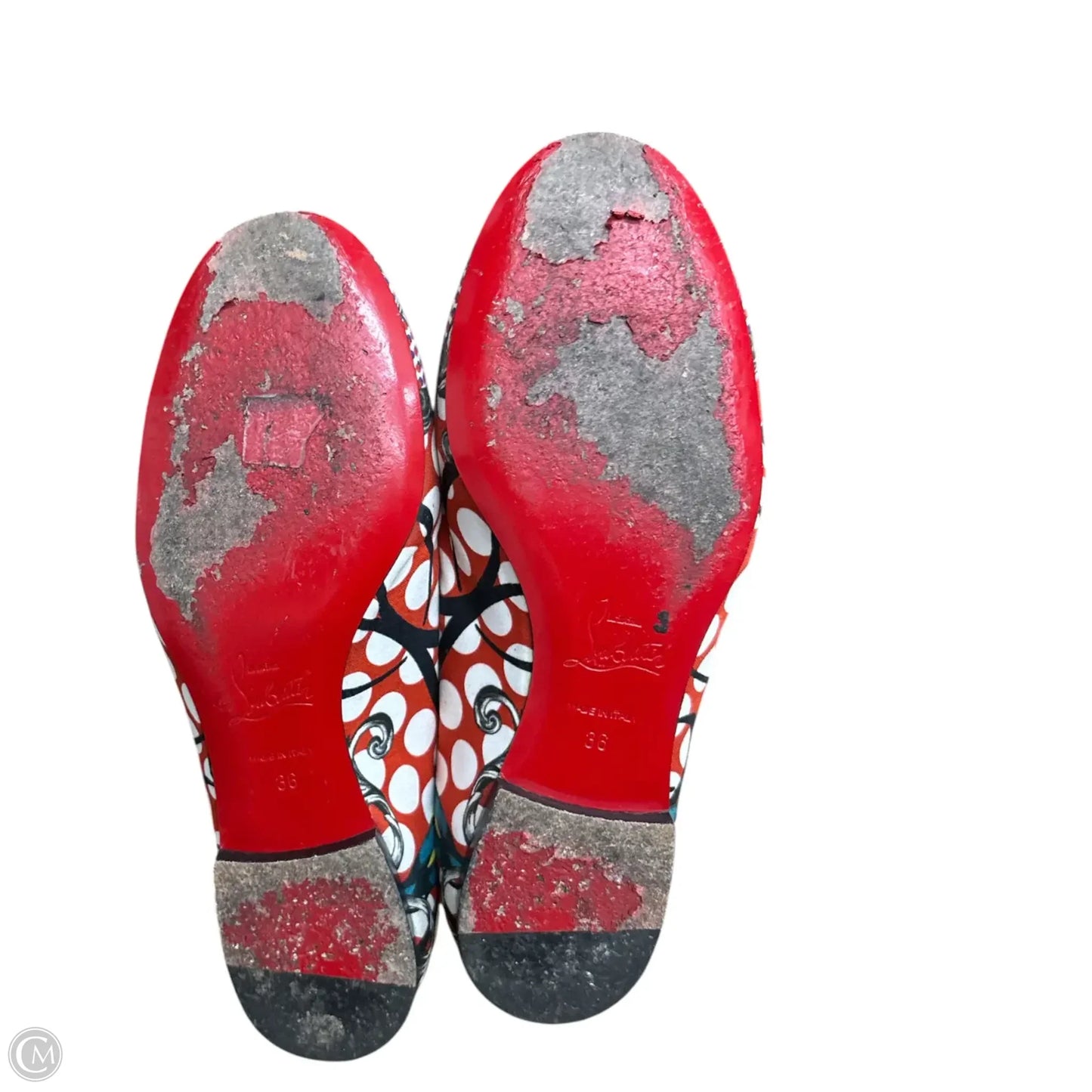Shoes Luxury Designer By Christian Louboutin In Red & White, Size: