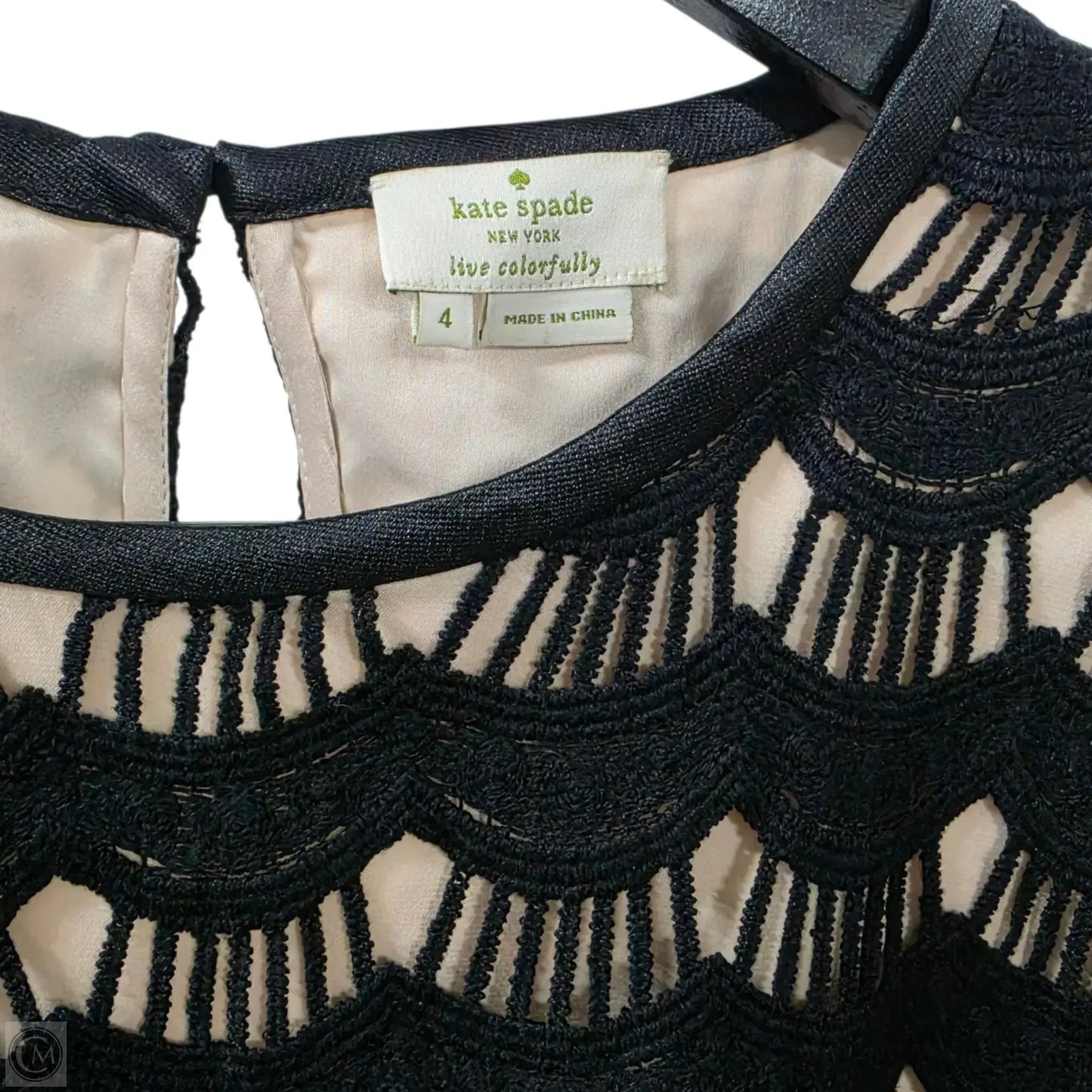 Top Short Sleeve Designer By Kate Spade In Black, Size: 4