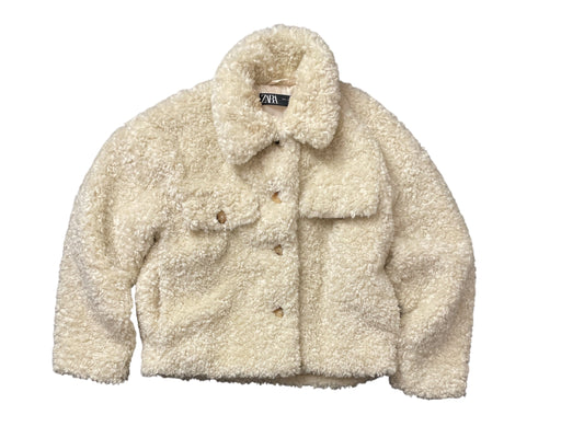 Jacket Faux Fur & Sherpa By Zara In Cream, Size: S