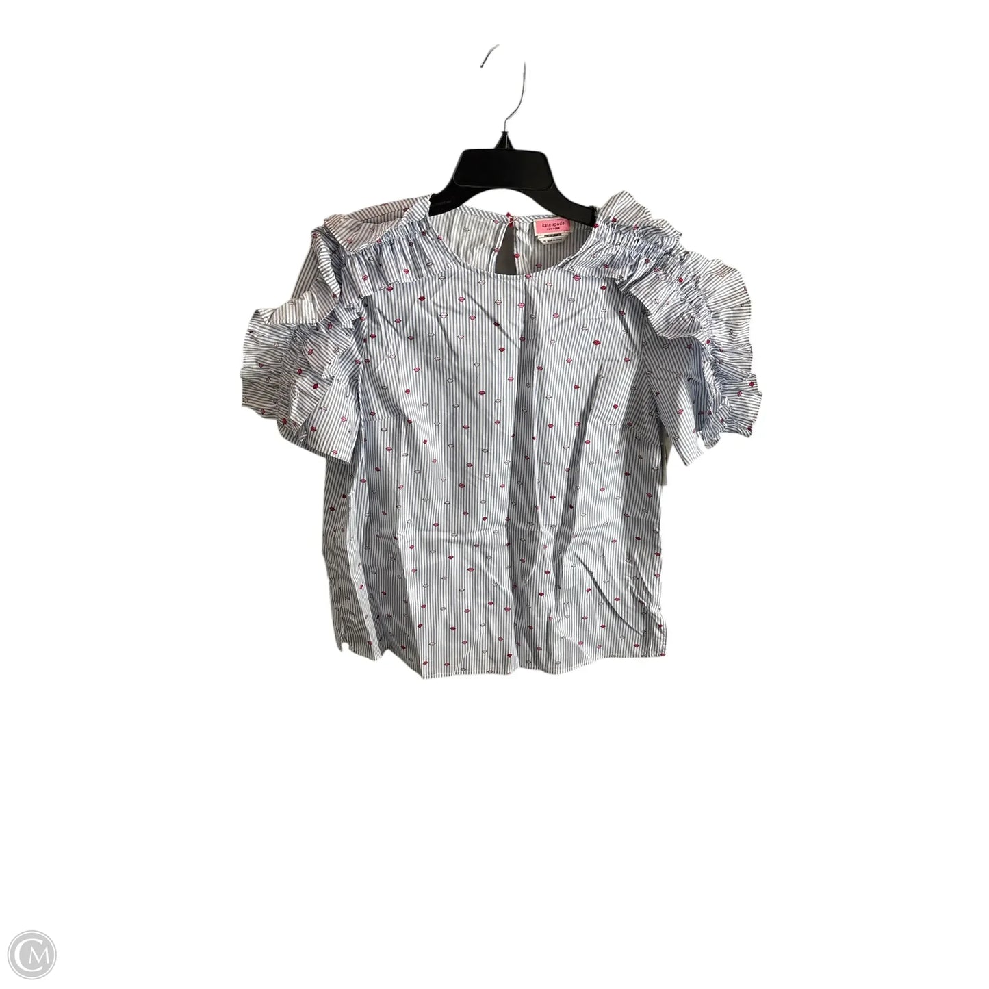 Top Short Sleeve Designer By Kate Spade In Striped Pattern, Size: M