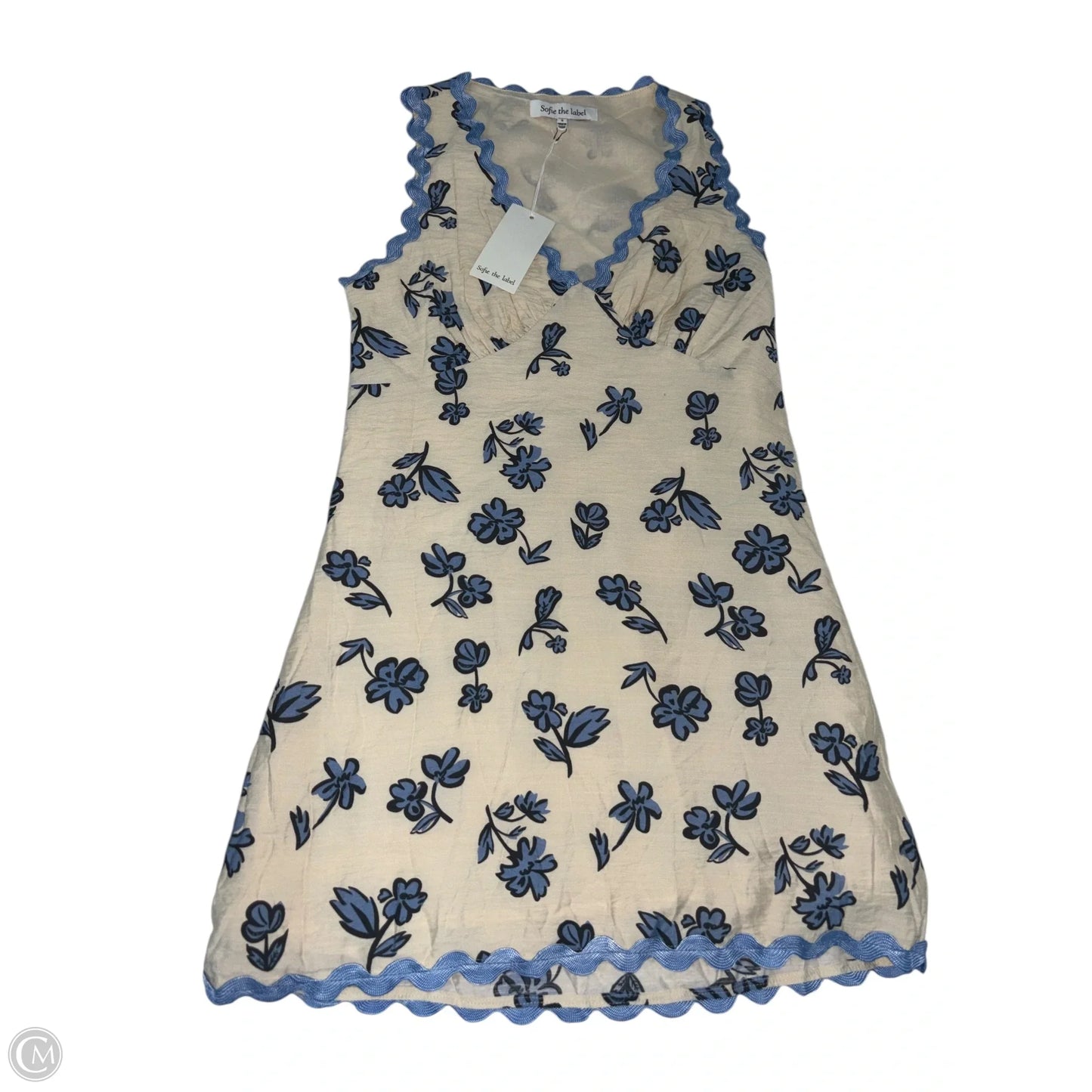 Dress Casual Short By Clothes Mentor In Blue & Cream, Size: S