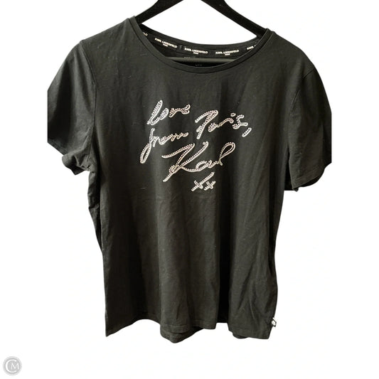 Top Short Sleeve Designer By Karl Lagerfeld In Black, Size: Large