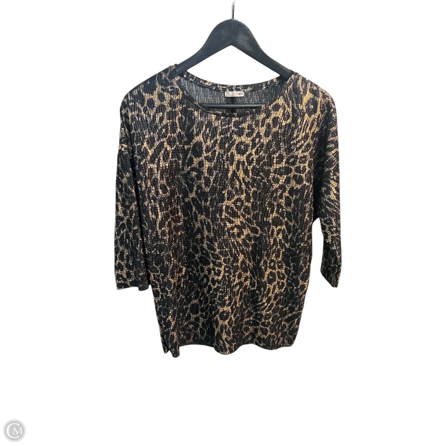 Top Long Sleeve Basic By Zara In Animal Print, Size: S