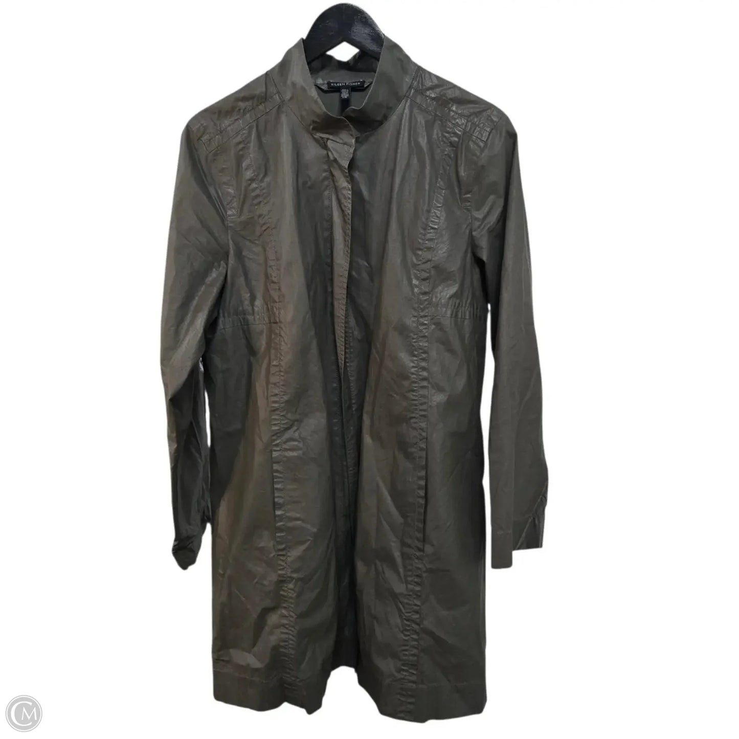 Coat Raincoat By Eileen Fisher In Green, Size: L