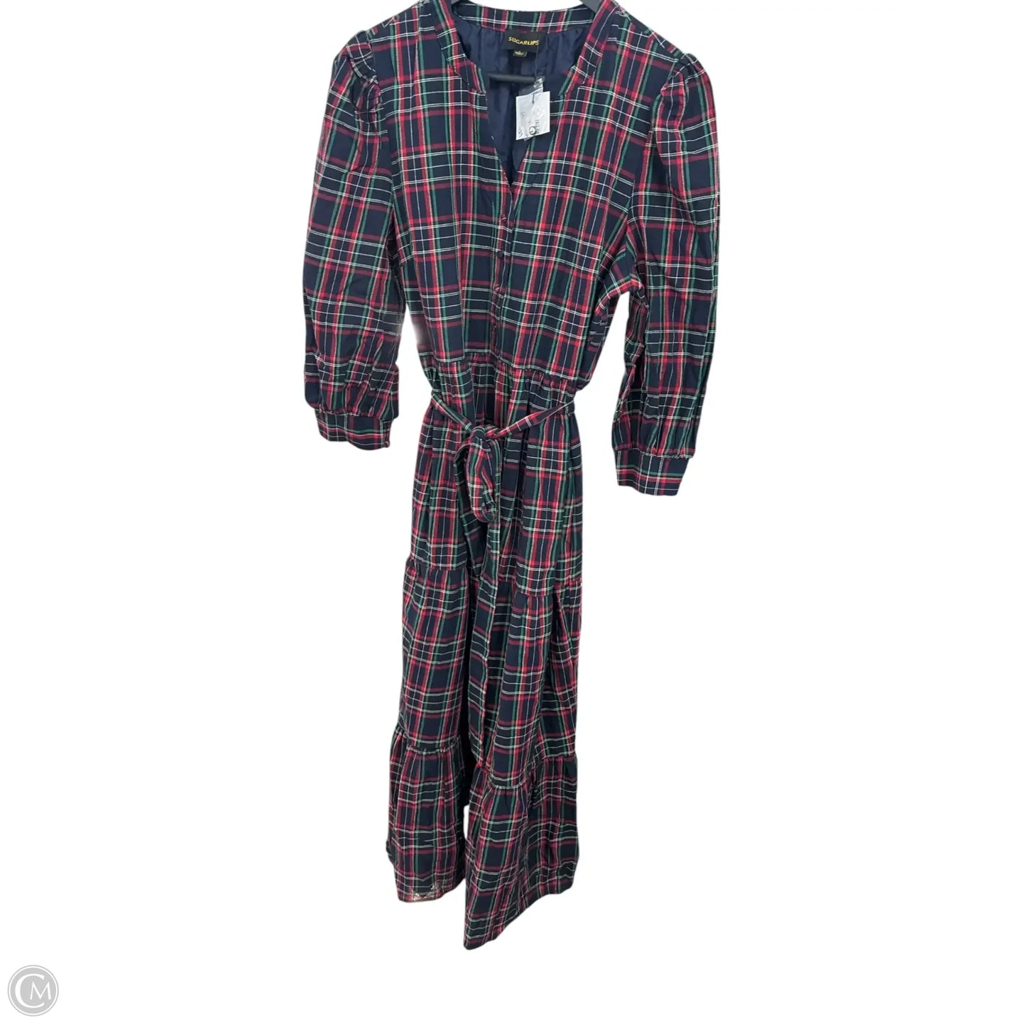 Dress Casual Maxi By Sugar Lips In Plaid Pattern, Size: L