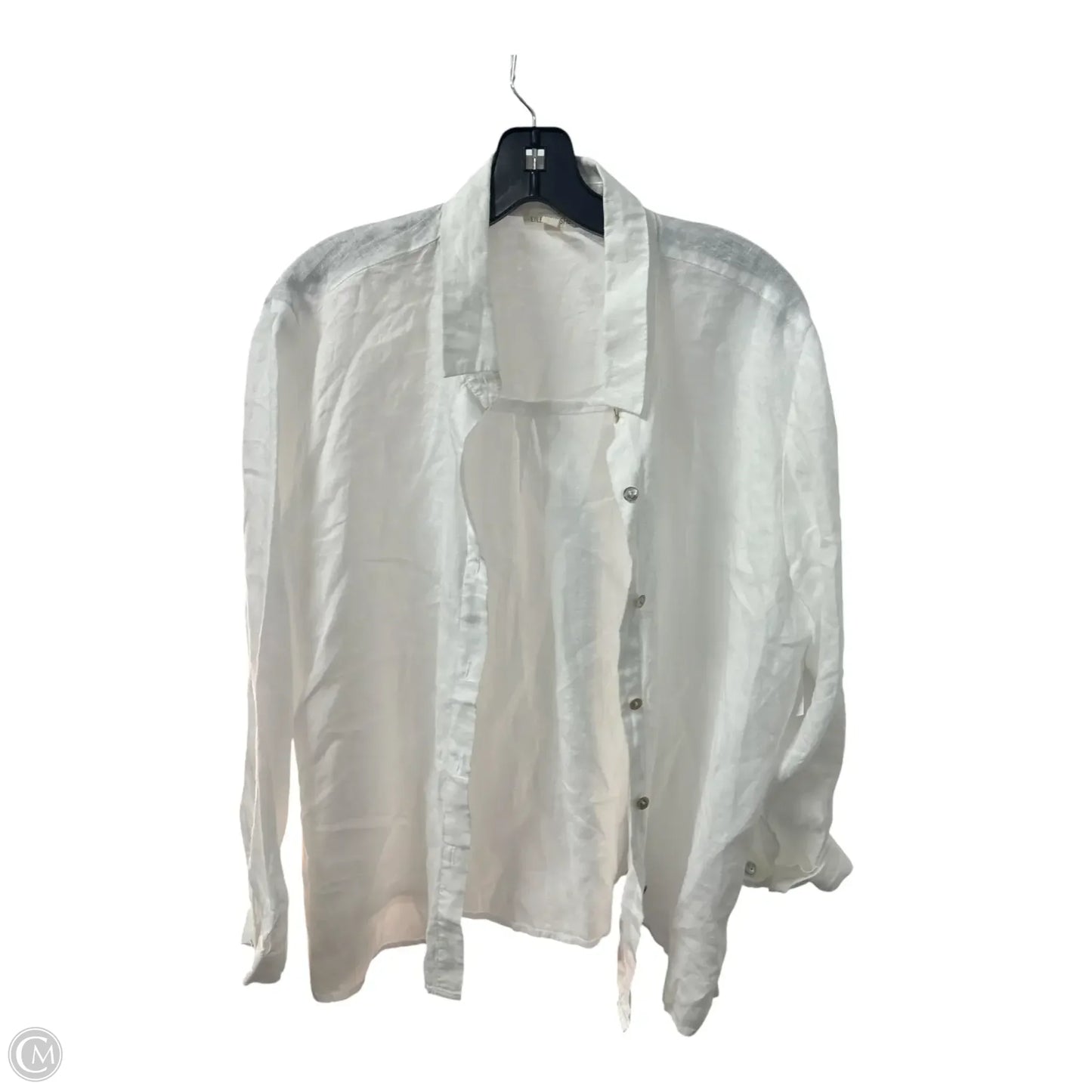 Top Long Sleeve Basic By Eileen Fisher In White, Size: Xxs