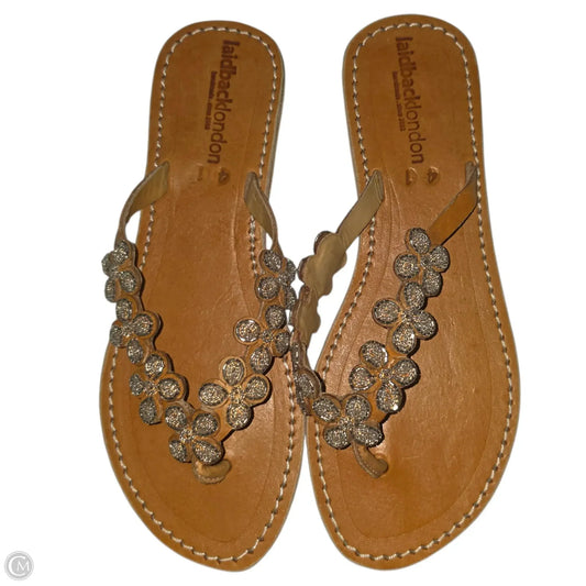 Sandals Flip Flops By LAIDBACK LONDON In Silver, Size: 10