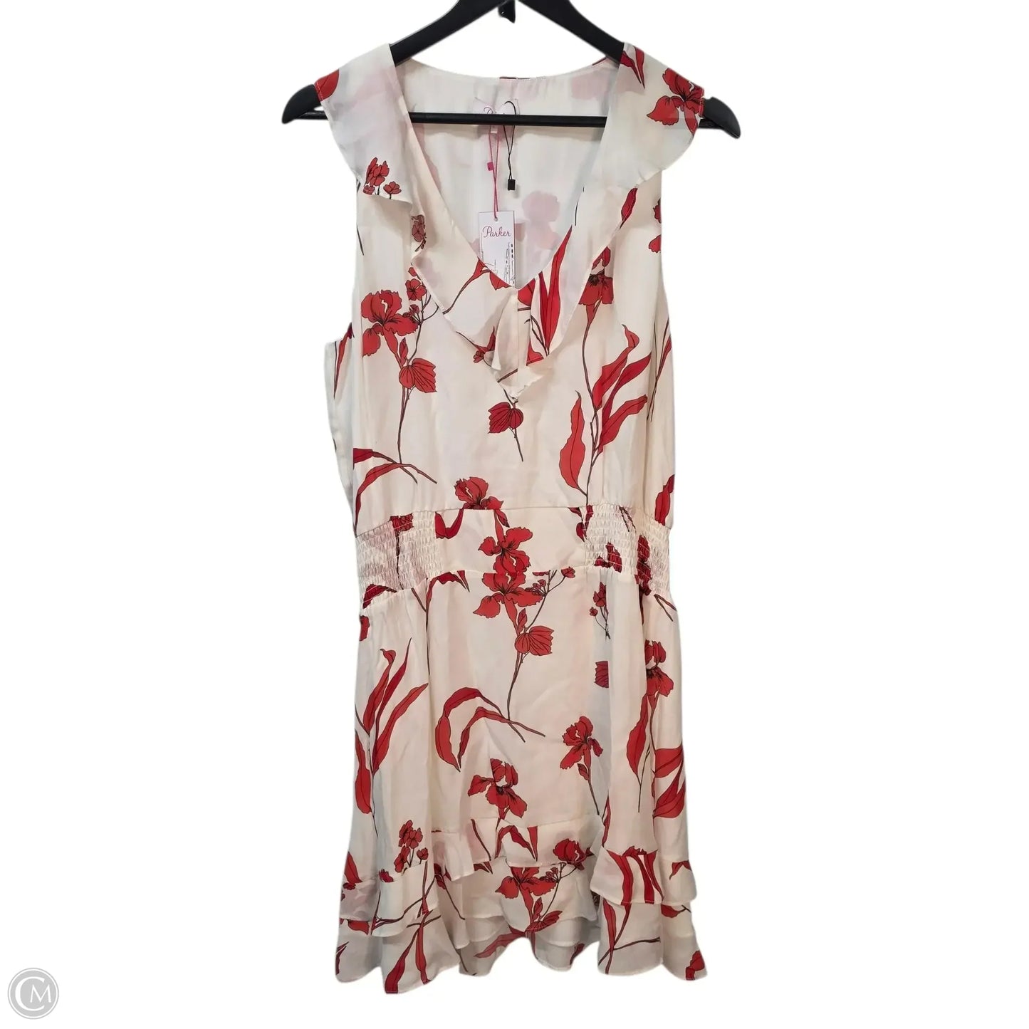 Dress Casual Midi By Parker In Red & White, Size: L