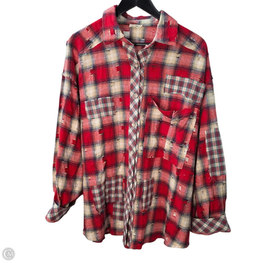 Top Long Sleeve By Pol In Red, Size: S