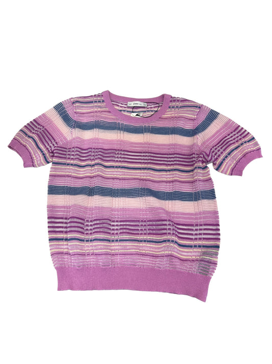 Striped Pattern Top Short Sleeve Basic Zara, Size M