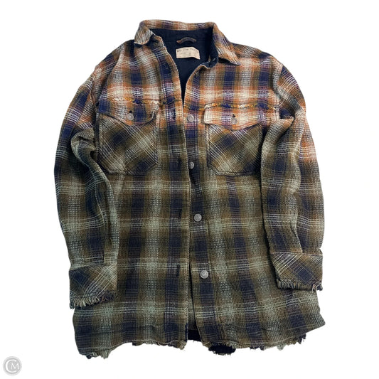 Jacket Shirt By We The Free In Green & Orange, Size: S